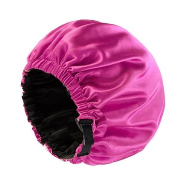 Imagem de Kokiya Touca de seda macia e confortável para dormir, ideal para banho de beleza e spa, Rosa Vermelha