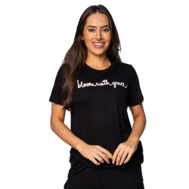 Imagem de Camiseta Feminina Rovitex Endless com Bordado Bloom Preta-Feminino