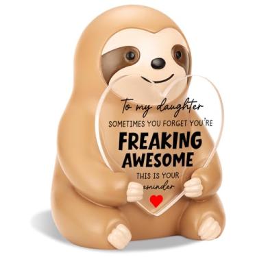 Imagem de Vivopisew Estatueta engraçada de preguiça presentes inspiradores para filha irmã, você é incrível, presentes emocionais de preguiça fofa para filha, aniversário, Natal, volta às aulas, mesa, casa