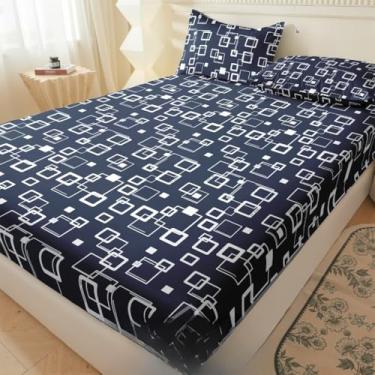 Imagem de Jogo de Lençol Listras Preto e Branco 3 Peças Percal Estampado Solteiro/Casal/Queen(Pixels,SOLTEIRO 02 Peças)