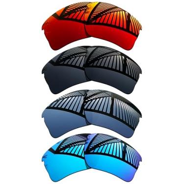 Imagem de MYCOURAG 4 pares de lentes de reposição para óculos de sol Oakley Quarter Jacket OO9200 - preto sólido + titânio + azul gelo + vermelho fogo
