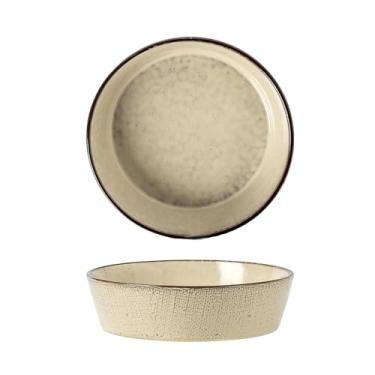 Imagem de Cerâmica retrô sob o esmalte cor grande bacia doméstica requintado personalizado talheres cáqui 21 cm