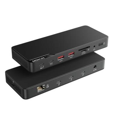 Imagem de Estação de ancoragem Thunderbolt 4 com carregamento de 85 W, base de monitor duplo para laptops, HDMI 8K @ 30hz, 3 portas TB4 de 40 Gb/s, USB A/C, Ethernet de 2,5 GbE, áudio, SD