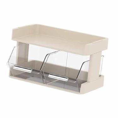 Imagem de Cosiki Rack de Armazenamento Multifuncional Elegante do Organizador do Saco de chá para o Escritório e a Sala de chá, Prateleira Plástica Durável Armazenamento Saco de para a Bancada (2 camadas