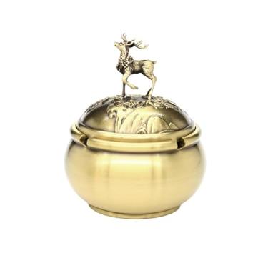 Imagem de Cinzeiro portátil de latão vintage moderno com 4 suportes de descanso para uso interno e externo, perfeito para escritório em casa, hotel, pátio, restaurantes, decoração de casa