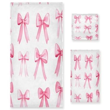 Imagem de xigua Conjunto de toalhas de banheiro com laço absorvente macio 3 peças toalha de banho toalha de mão toalhas decorativas para banheiro, academia, hotel, praia, piscina