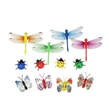 Imagem de 12 Peças Adesivo de Geladeira PVC Forma Borboleta Libélula Coccinela Decalque Parede Casa Sala Estar Berçário Cerca Jardim Gramado Jardins DIY Arte Decoração Pino Magnético Removível