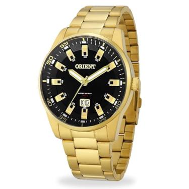 Imagem de Relógio Orient Maculino Esportivo Moderno Dourado Analógico Prova Dágua 100m Aço Inoxidável Efeito Fosforescente Calendário Original
