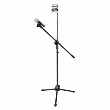 Imagem de Pedestal,Tripé Aj Som c/ Cachimbo p/ Microfone e Suporte p/ Smartphone