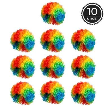 Imagem de Kit 10 Perucas de Palhaço Coloridas Black Power Fantasia Adulta - Fant