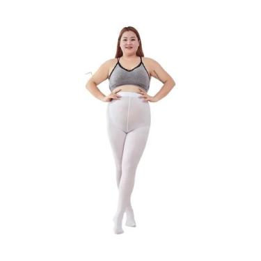 Imagem de Meias-calças Brancas plus Size Femininas 150kg 120D Cintura Alta Quent