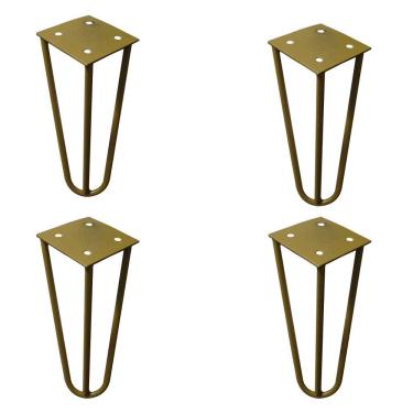 Imagem de Kit 4 Pés de Metal 15 CM Hairpin Legs Mesas de Centro Puffs Dourado G41