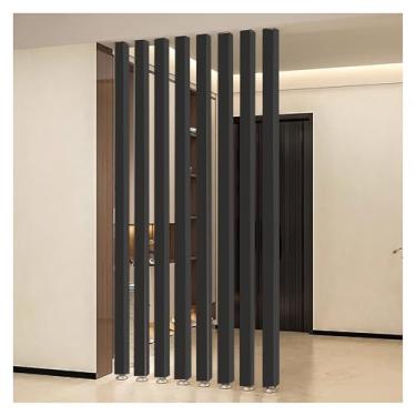 Imagem de Pacote com 8 divisórias do chão ao teto - Postes de partição de ripas de madeira para hall de entrada, balaústres preto e branco (100 cm) - Solução versátil de tela de privacidade