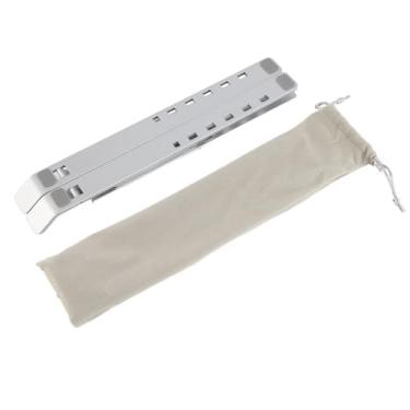 Imagem de Suporte para laptop Suporte para tablet ajustável, dobrável, portátil, ergonômico, liga de alumínio, almofada de resfriamento de riser para computador, para viagens de escritório (Prata)