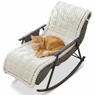 Imagem de Capa para Poltrona Reclinável e Cadeira de Balanço Antiderrapante, Protetor de Sofá em Veludo Cotelê Macio, Manta para Assento para Pets Cães Gatos, Almofada para Sala de Estar(Bege,50x180cm)