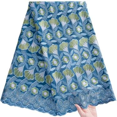 Imagem de ZhenGuiRu Tecido de renda africana 5 metros, tecido de renda de algodão jacquard bordado nigeriano para costura de festa de casamento