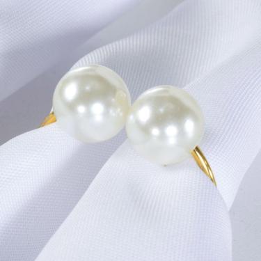 Imagem de Kit 4 Anéis Para Guardanapos 4cm X 3cm Pérola Duplo Grande Dourado