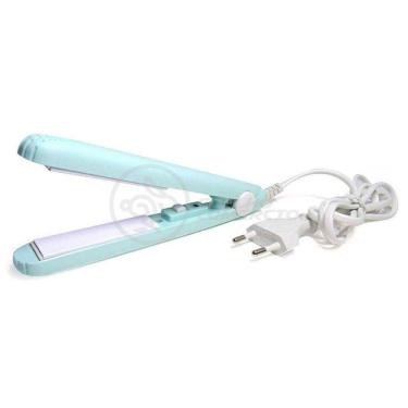 Imagem de Mini Chapinha Prancha Portátil 17Cm Bivolt Profissional Azul