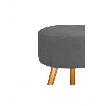 Imagem de Kit 2 Puff Puf Banqueta Magnus Redondo Cinza Pés Castanho