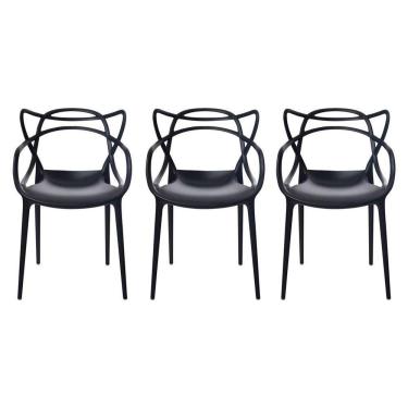 Imagem de Kit Com 3 Cadeira Allegra Masters PolipropilenoPreta