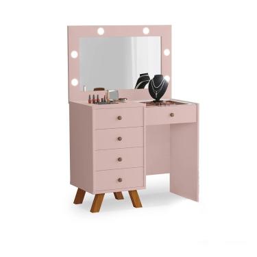 Imagem de Penteadeira Nice Com Led Rosê