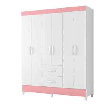 Imagem de Guarda Roupa 6 Portas Cancun Branco Rosa