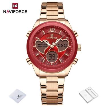 Imagem de Relógio Feminino Design Coração Quartzo Analógico Lcd Digital Impermeavel Casual Vermelho