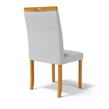 Imagem de Kit Com 4 Cadeiras Maiara Madeira Maciça Estofadas Para Mesa De Jantar Linho Cinza 407