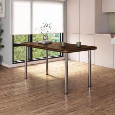 Imagem de Mesa de Jantar Retangular 6 Lugares Tampo em Mdp Nogueira