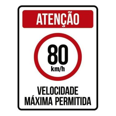 Imagem de Kit 10 Placa Acm Velocidade Máxima 80Km Máximo 18X23 - Sinalizo
