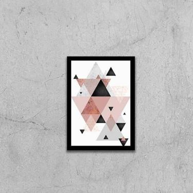 Imagem de Quadro Abstrato Triângulos Cinza Preto Rosa Ii 45X34 Preta