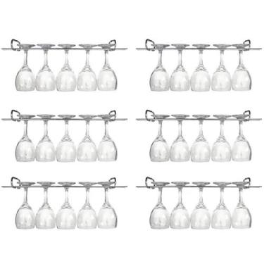 Imagem de 6 Suportes Para Taças Cromado Decoração Bar Vinho 25cm - Zanline