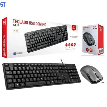 Imagem de Kit Teclado E Mouse Usb Ms-35Bk+ Kb-15Bk C3Plus