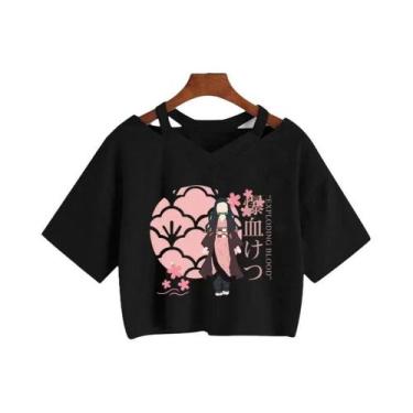 Imagem de Camiseta Feminina Demon Slayer Nezuko Kimetsu No Yaiba Crop Top Tanjir