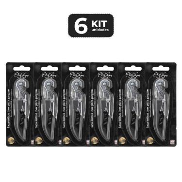 Imagem de Kit 6 Saca-Rolhas Inox Para Garcom