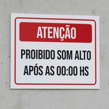 Imagem de Placa Acm Proibido Som Alto Após Meia Noite 18X23 - Sinalizo