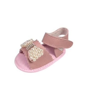 Imagem de Sandália Aquarela Encanto de Laços Rosê com Glitter & Pérolas - NoBran