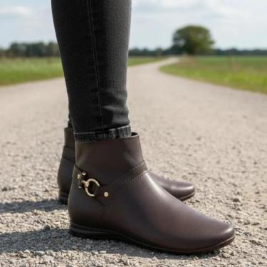 Imagem de Bota Feminina Comfortflex Original Fivela Country Estilosa, Café, 37