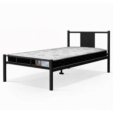 Imagem de Cama Juvenil Solteiro Ravena Com Colchão Solteiro 88cm Klm Preto/preto