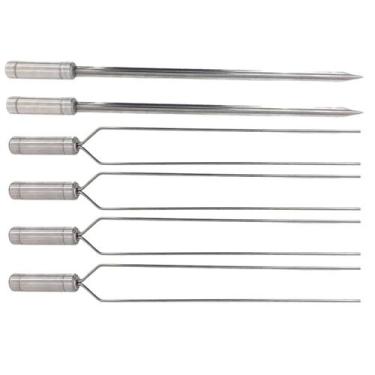 Imagem de 6x Espetos Inox Lâmina 70cm Duplo e Espada P/ Churrasqueira - INOX LAU