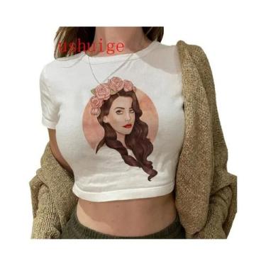 Imagem de Camiseta Vintage Feminina Harajuku De Manga Curta, Lana Del Rey Ldr, G