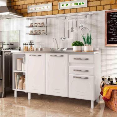 Imagem de Balcão De Cozinha De Aço Telasul Star New 150cm Para Pia