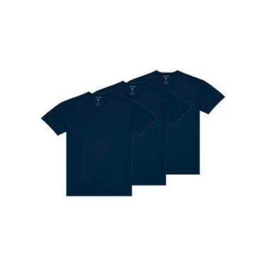 Imagem de Kit com 3 Camisetas Masculina Malwee 1000004423 Azul Marinho-Masculino