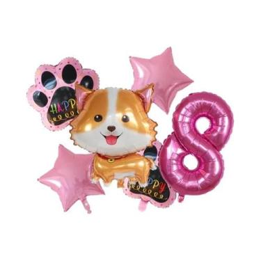 Imagem de Balões De Hélio Corgi Husky 6pcs, Decoração De Festa De Aniversário E 