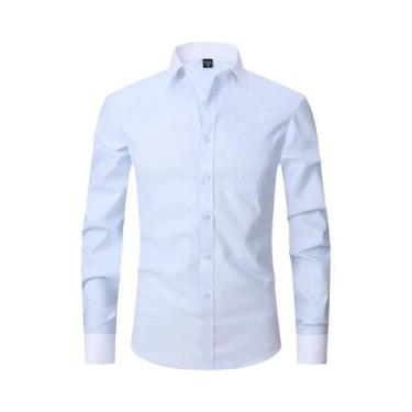 Imagem de Camisa Social Masculina Branca Clássica De Manga Longa Com Punho Franc