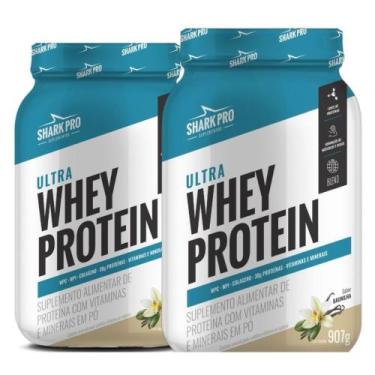 Imagem de Kit 2x Whey Isolado Concentrado Baunilha 907g - Shark Pro - SharkPro