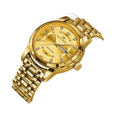 Imagem de Relógio De Luxo Masculino Com Cristais Azuis Em Ouro, Estilo Empresari