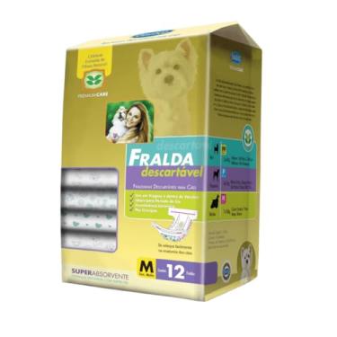 Imagem de Fralda Descartável Chalesco para Cães Fêmeas Tamanho M 7 a 16Kgs - Pacote com 12 Unidades