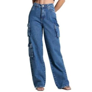 Imagem de Calça Jeans Sawary Wide Leg - 282027 - Azul 46-Feminino