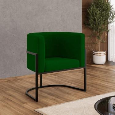 Imagem de Poltrona Decorativa Lua em Suede com Base de Metal Black